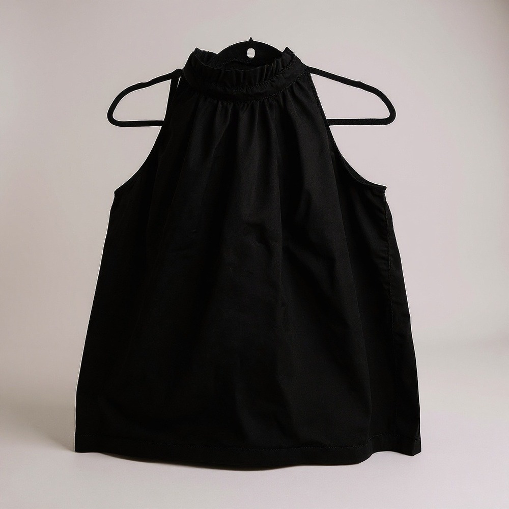 Michelle McDowell Black Sleeveless Ruffle Mock Neck‎ Top XL